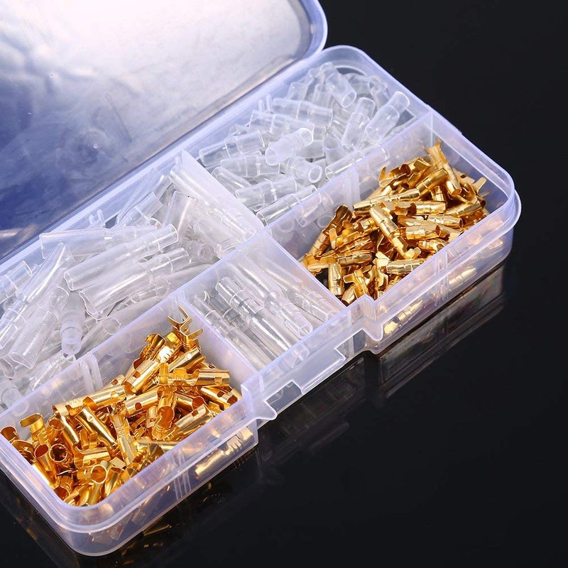 Estink Connectors Kit, 120PCS Brass 3.5mm Connector Terminal Male and Female Crimp Terminals with Insulation Cover Replacement for Motorcycle Scooter Car Truck - Image 1